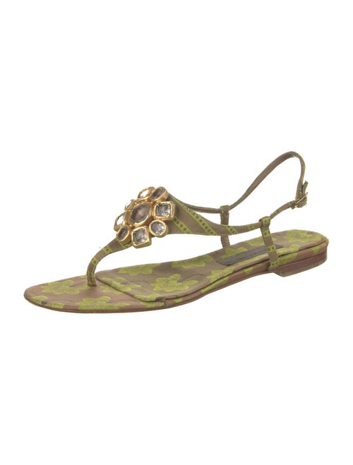 Alberta Ferretti Crystal Embellishments T-Strap Sandals