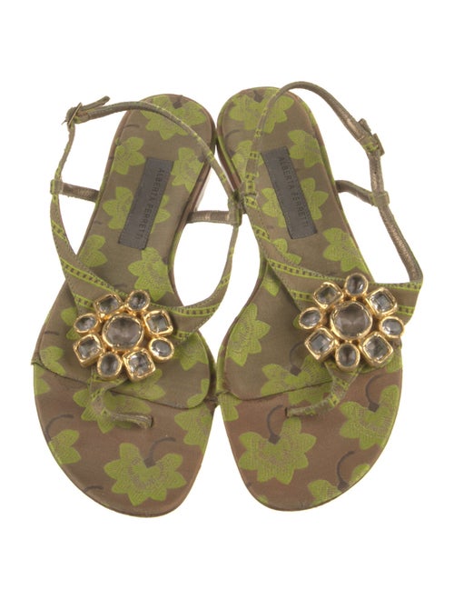 Alberta Ferretti Crystal Embellishments T-Strap Sandals