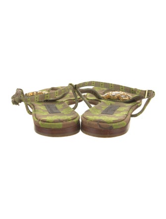 Alberta Ferretti Crystal Embellishments T-Strap Sandals