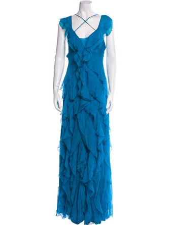 Alberta Ferretti V-Neck Long Dress