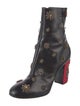 Alberta Ferretti Leather Floral Print Combat Boots