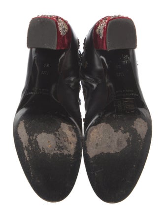 Alberta Ferretti Leather Floral Print Combat Boots