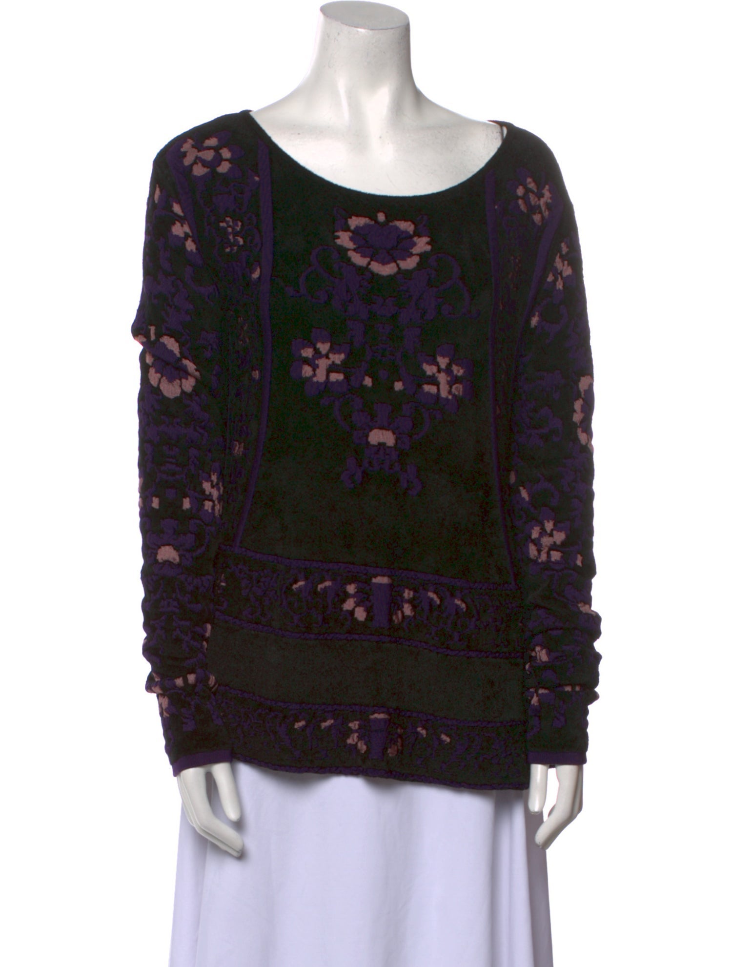 Alberta Ferretti Floral Print Scoop Neck Top