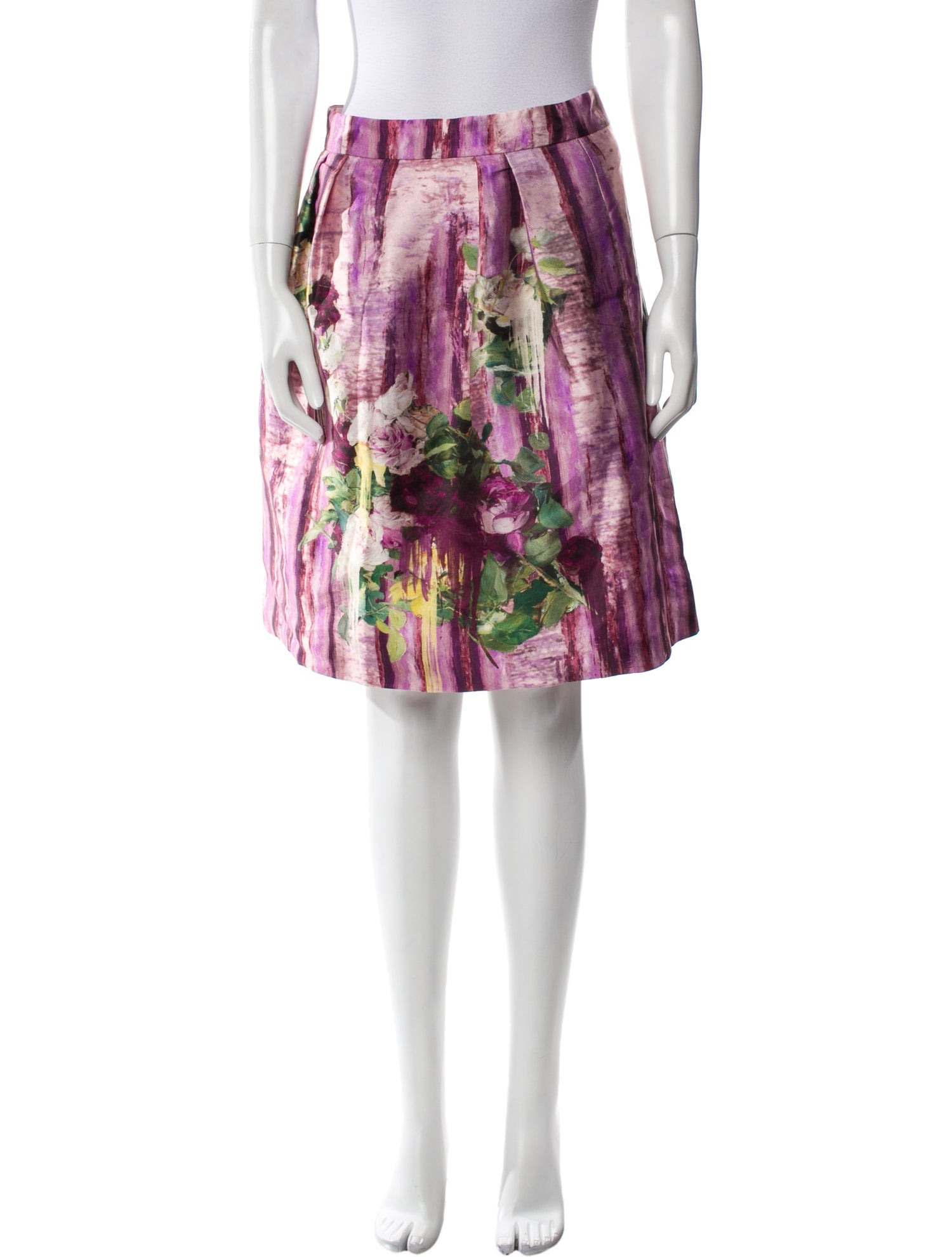 Alberta Ferretti Floral Print Knee-Length Skirt w/ Tags