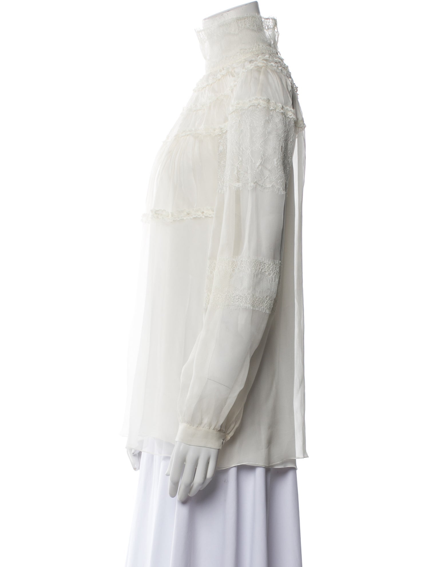 Alberta Ferretti Mock Neck Long Sleeve Blouse