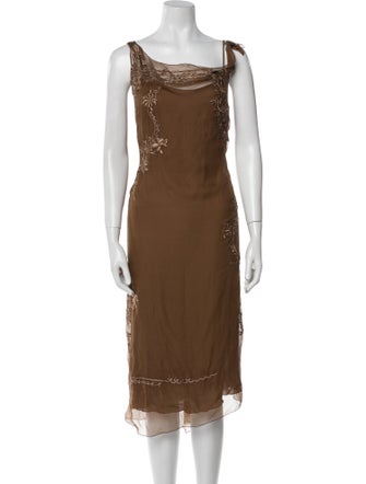 Alberta Ferretti Silk Midi Length Dress