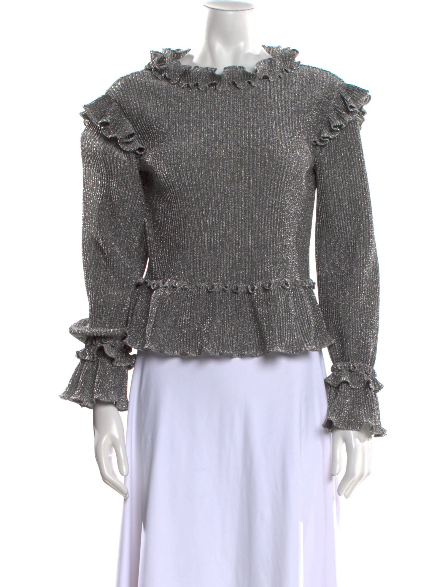 Alberta Ferretti Bateau Neckline Long Sleeve Blouse