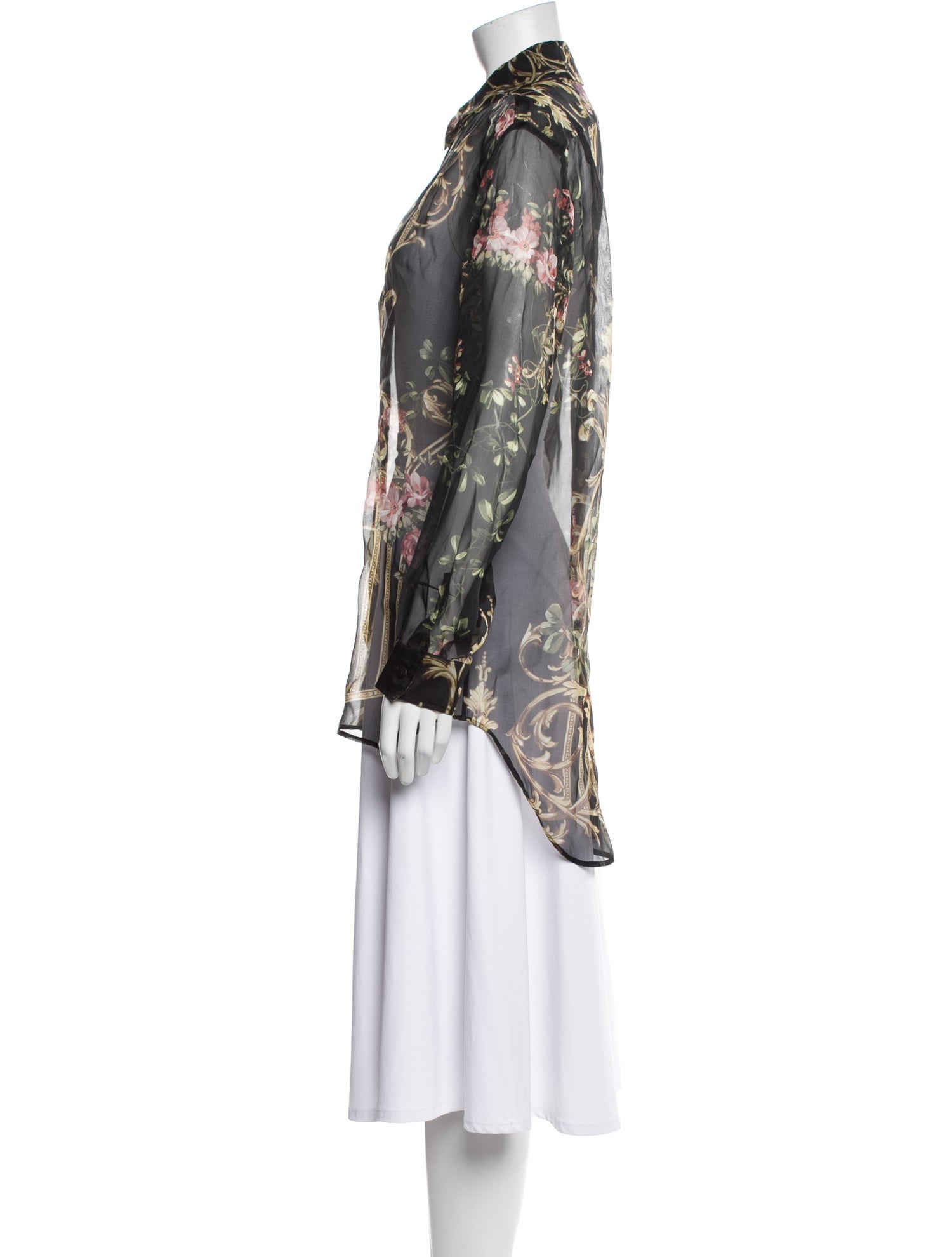 Alberta Ferretti Silk Printed Button-Up Top w/ Tags