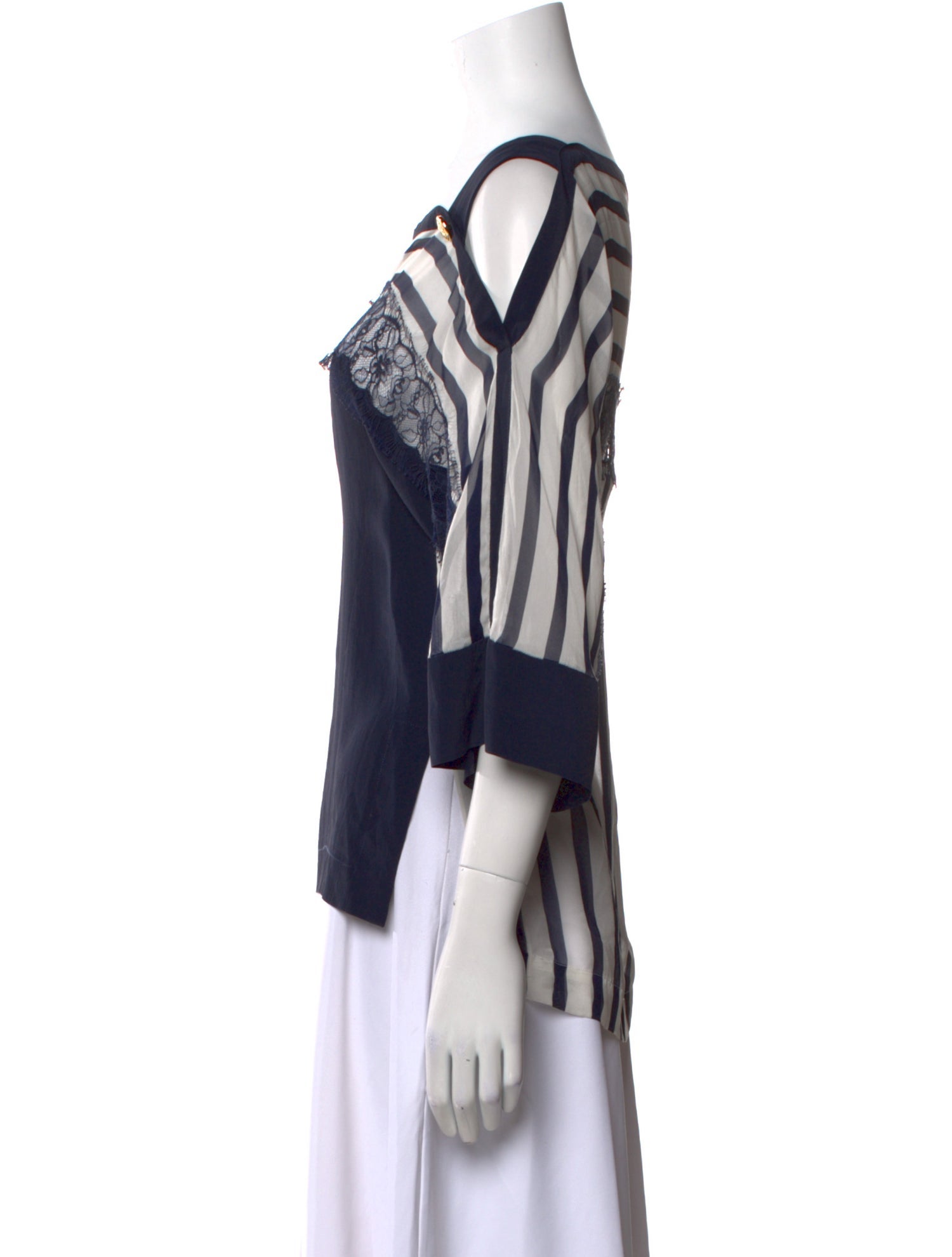 Alberta Ferretti Silk Bateau Neckline Blouse