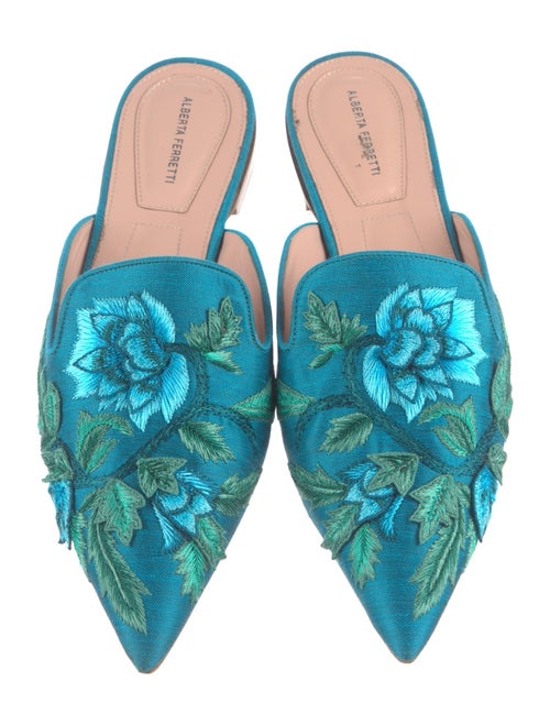 Alberta Ferretti Silk Floral Print Mules
