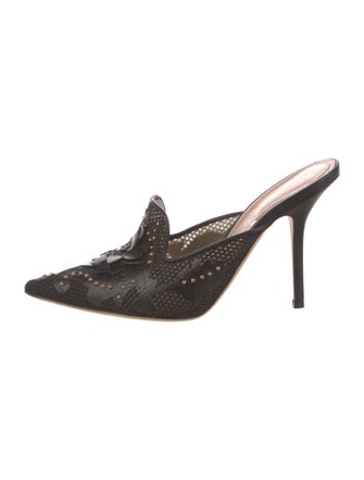 Alberta Ferretti Satin Studded Accents Mules