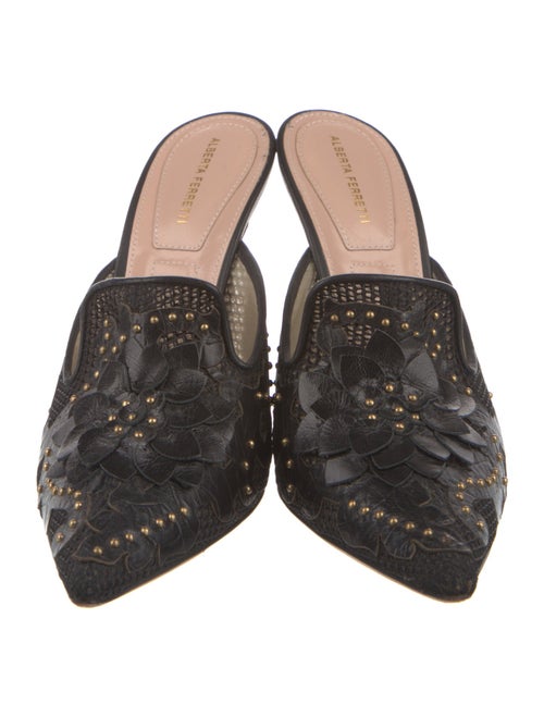 Alberta Ferretti Satin Studded Accents Mules