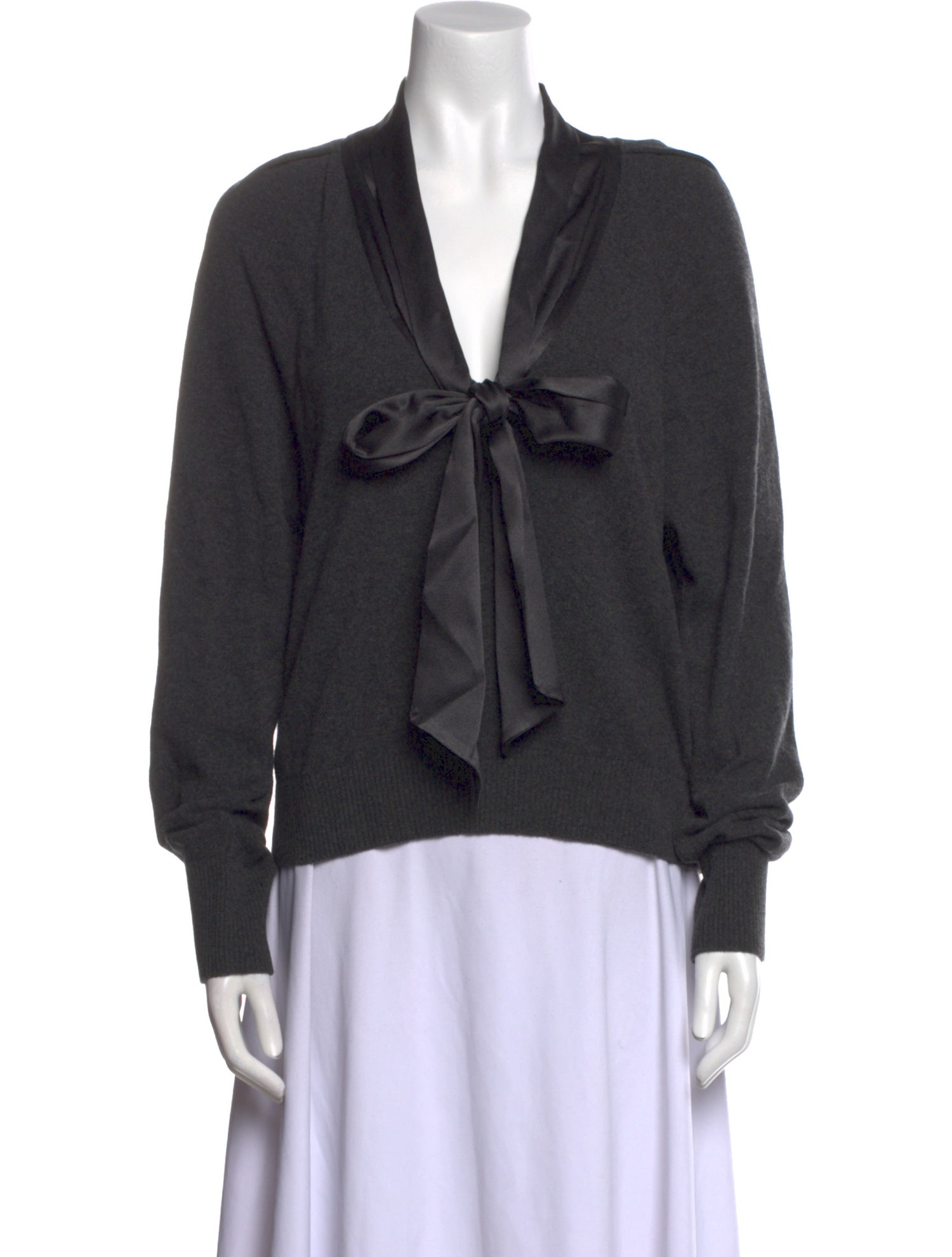 Alberta Ferretti Virgin Wool Plunge Neckline Sweater