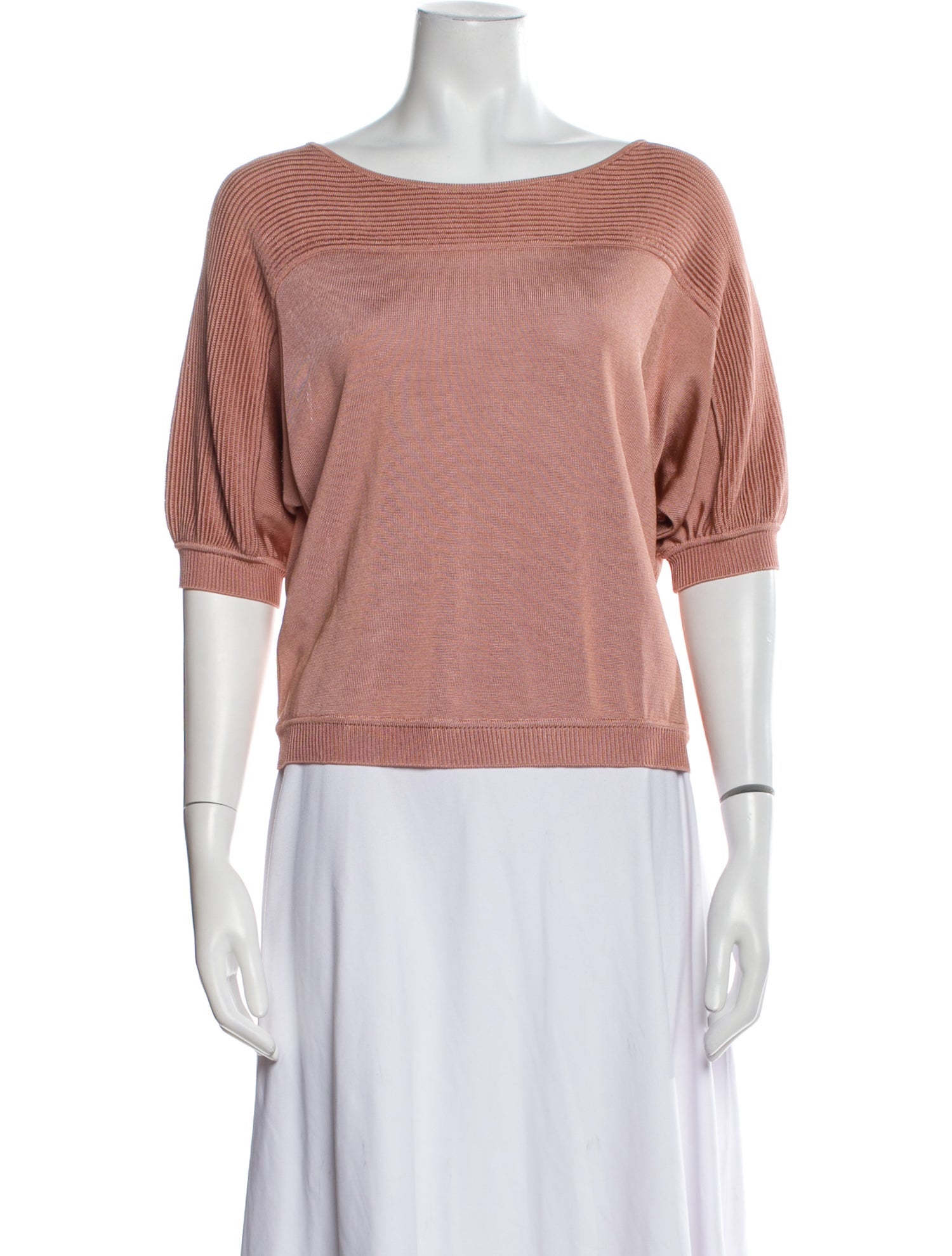 Alberta Ferretti Bateau Neckline Three-Quarter Sleeve Top
