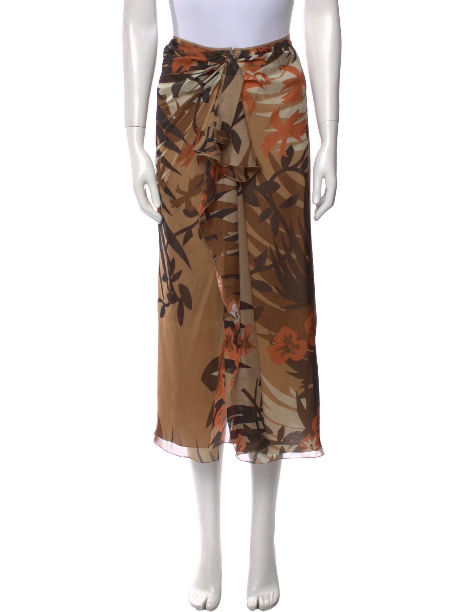 Alberta Ferretti Silk Midi Length Skirt