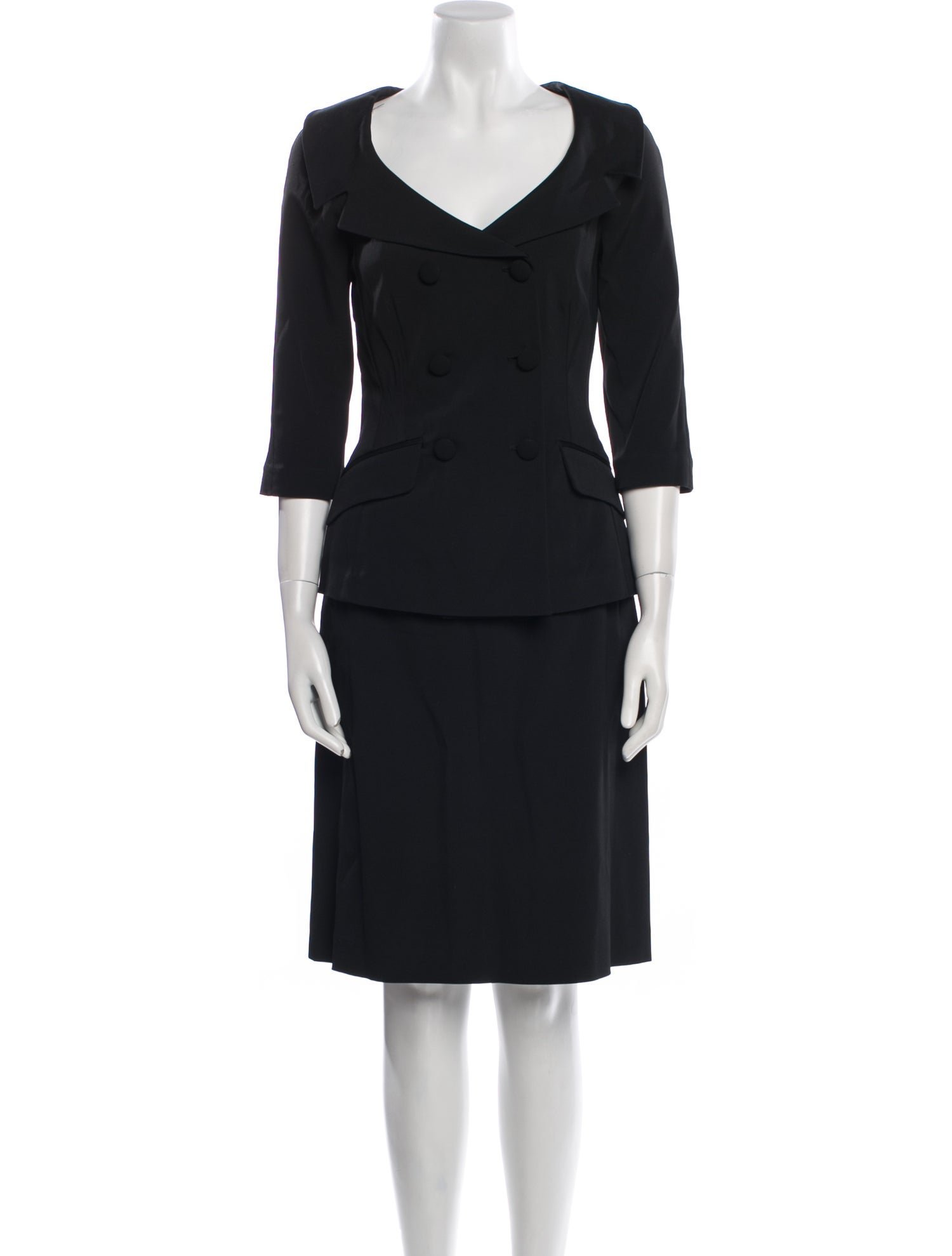 Alberta Ferretti Mesh Accents Skirt Suit