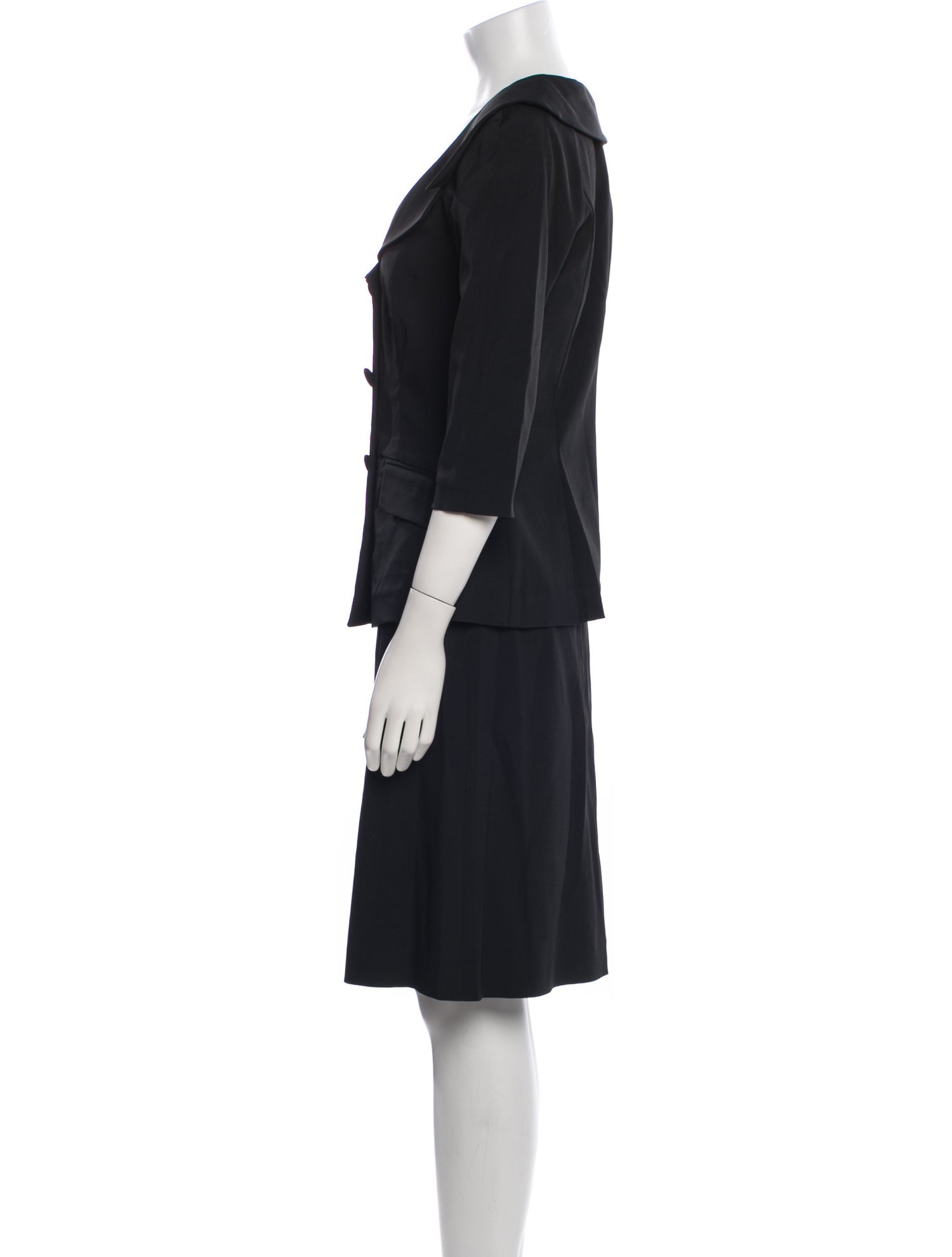 Alberta Ferretti Mesh Accents Skirt Suit