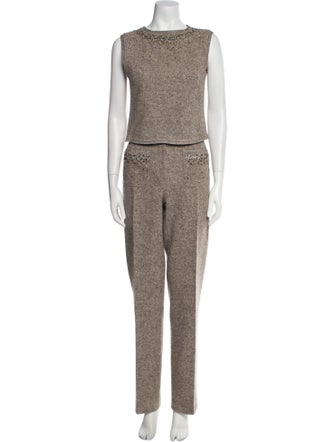 Alberta Ferretti Virgin Wool Glitter Accents Pant Set
