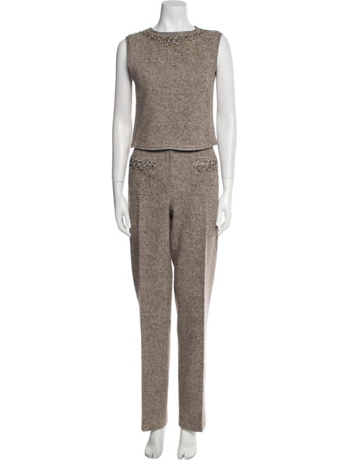 Alberta Ferretti Virgin Wool Glitter Accents Pant Set