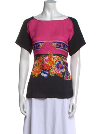 Alberta Ferretti Silk Graphic Print T-Shirt