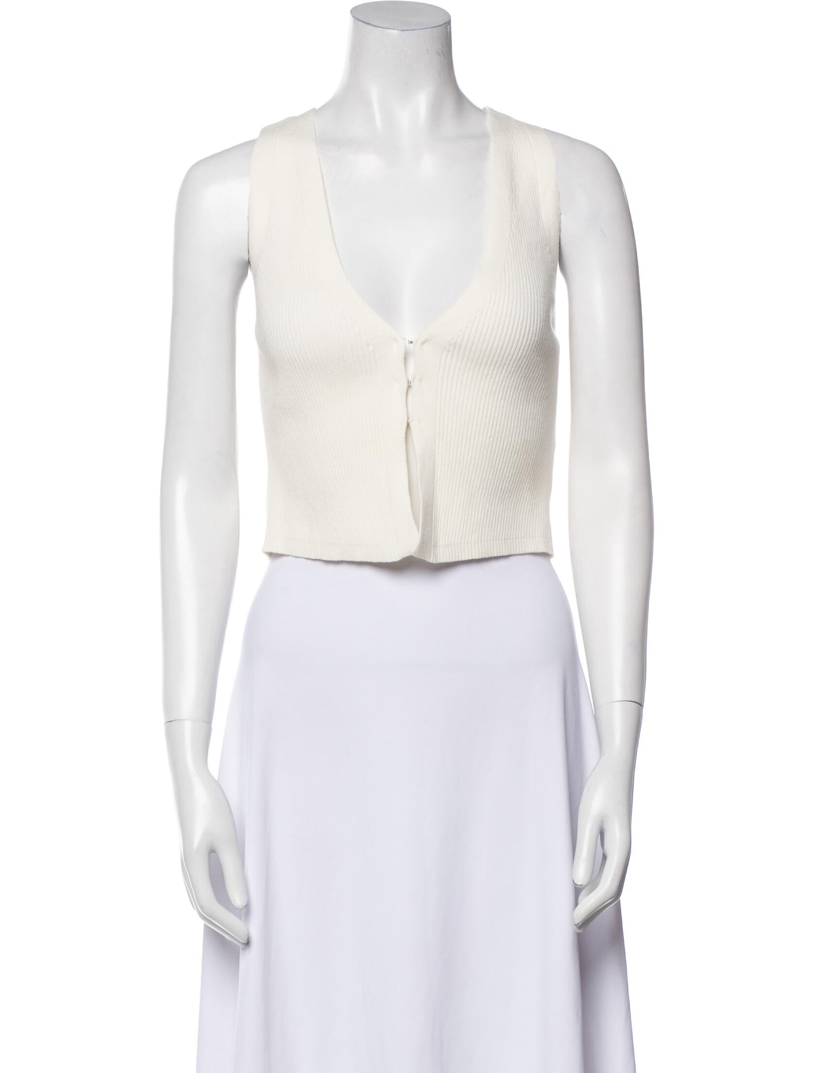 Alberta Ferretti V-Neck Sleeveless Crop Top