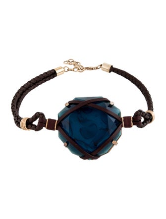 Alberta Ferretti Resin & Leather Choker Necklace