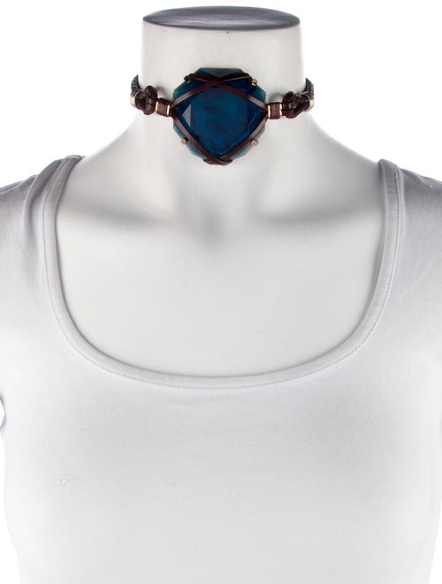 Alberta Ferretti Resin & Leather Choker Necklace