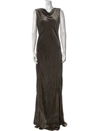 Alberta Ferretti Cowl Neck Long Dress