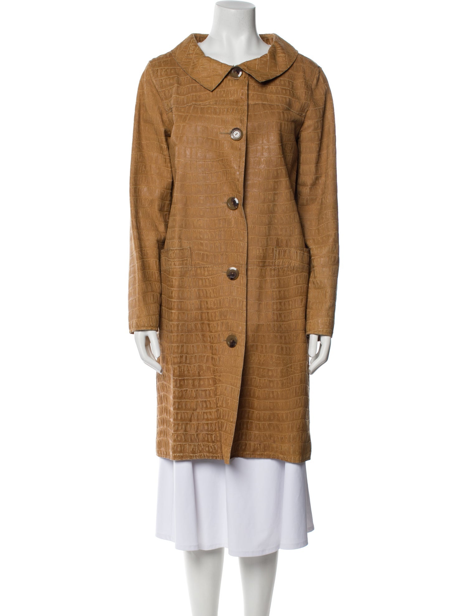 Alberta Ferretti Leather Printed Coat