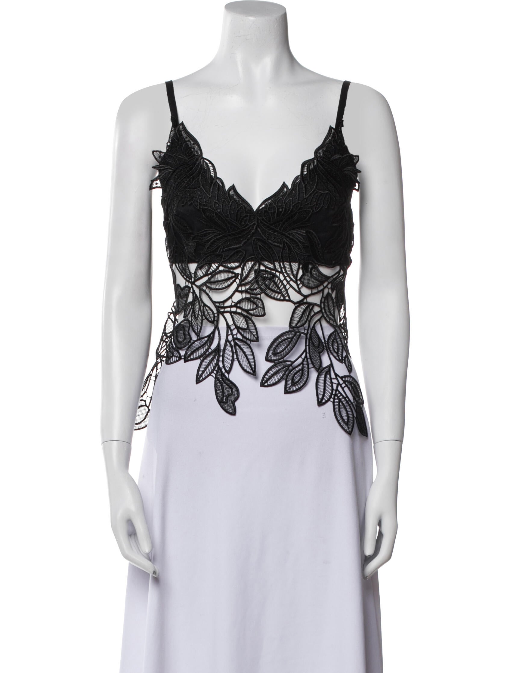 Alberta Ferretti Lace Pattern V-Neck Crop Top