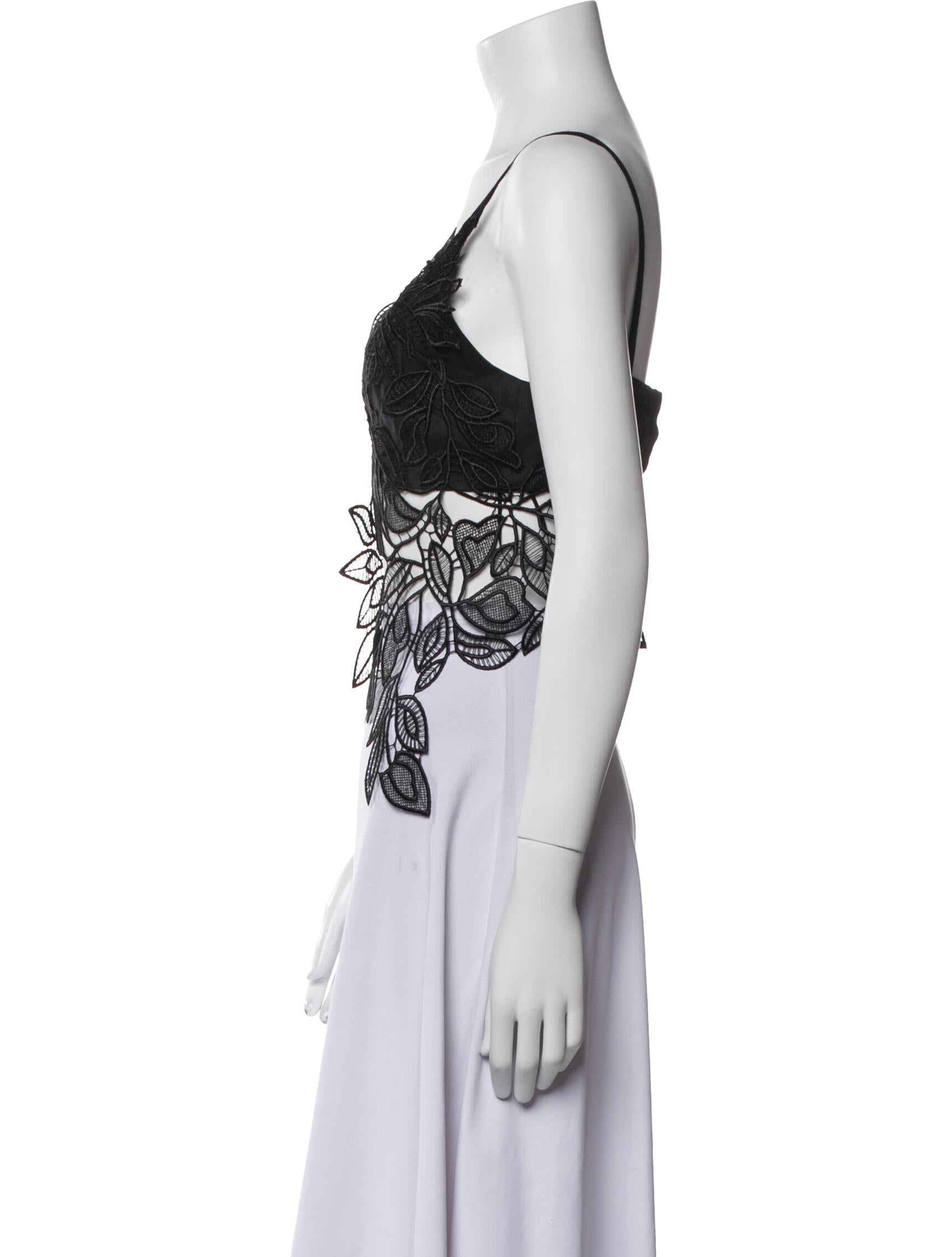 Alberta Ferretti Lace Pattern V-Neck Crop Top