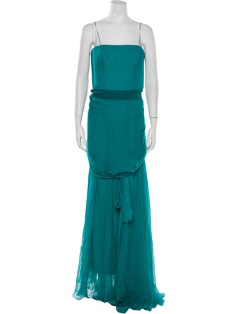 Alberta Ferretti Square Neckline Long Dress