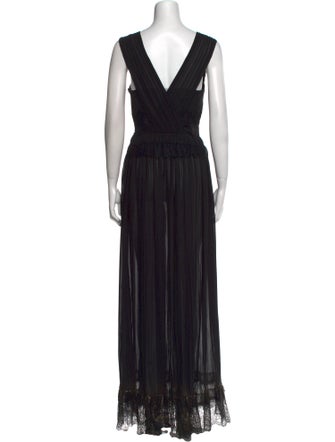 Alberta Ferretti V-Neck Long Dress