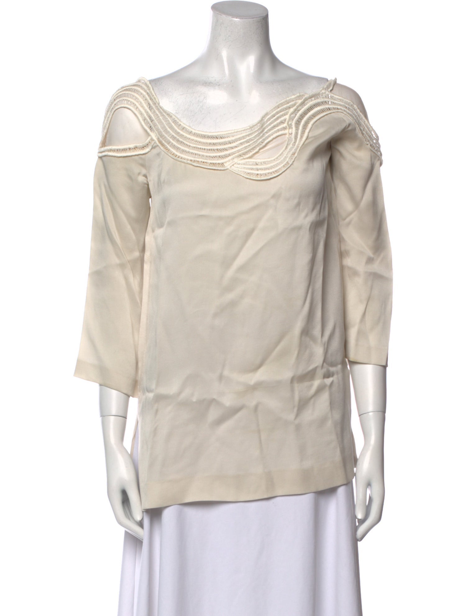 Alberta Ferretti Off-The-Shoulder Three-Quarter Sleeve Blouse