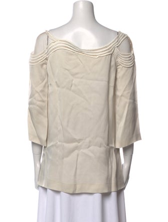 Alberta Ferretti Off-The-Shoulder Three-Quarter Sleeve Blouse
