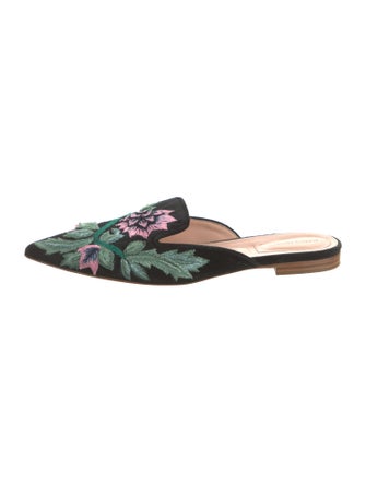 Alberta Ferretti Velvet Floral Print Mules