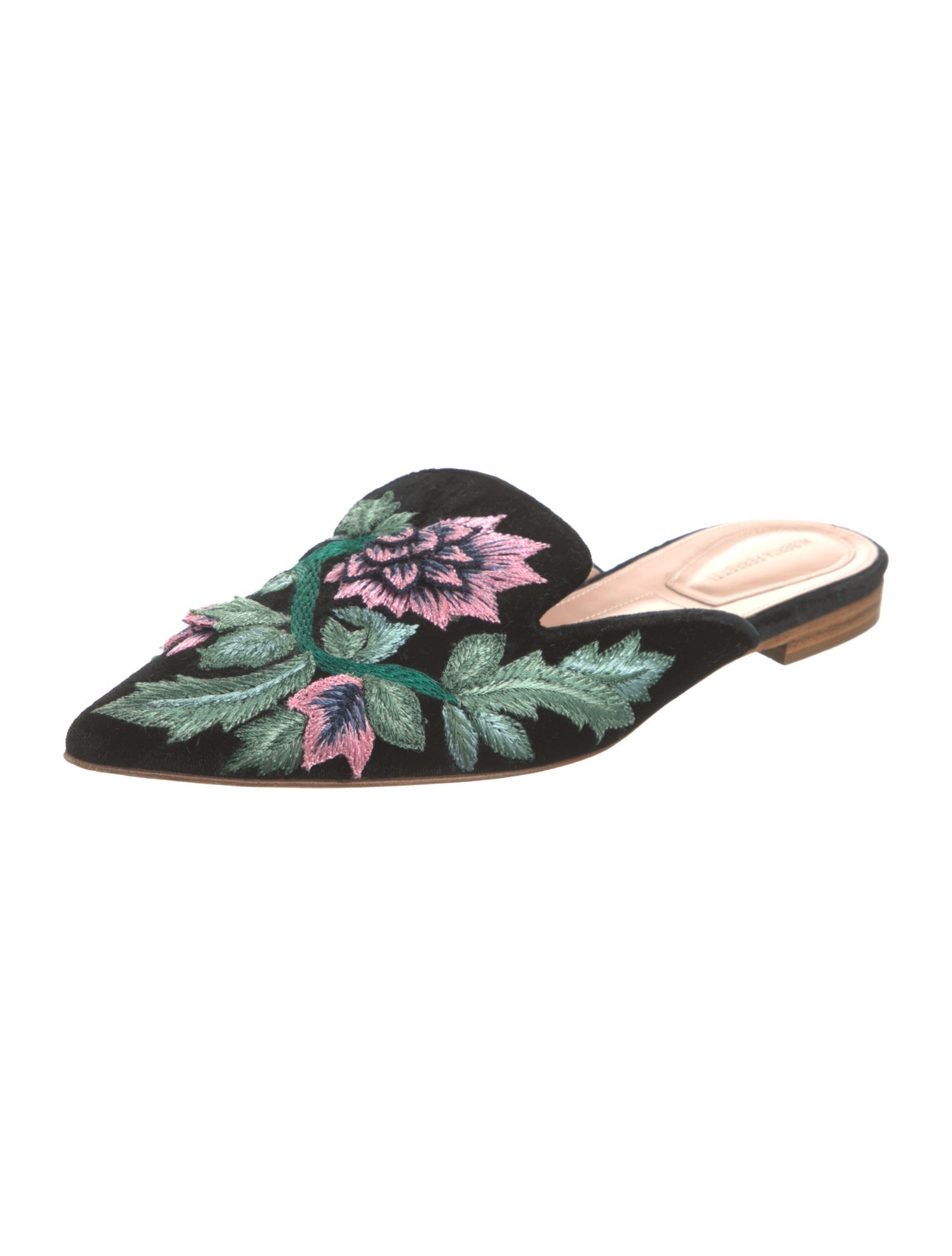 Alberta Ferretti Velvet Floral Print Mules