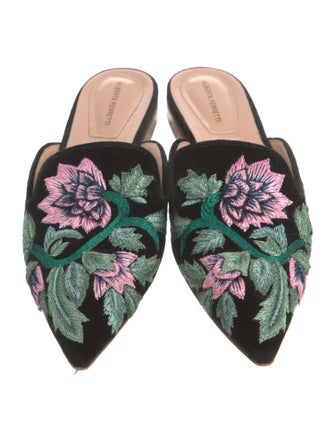 Alberta Ferretti Velvet Floral Print Mules