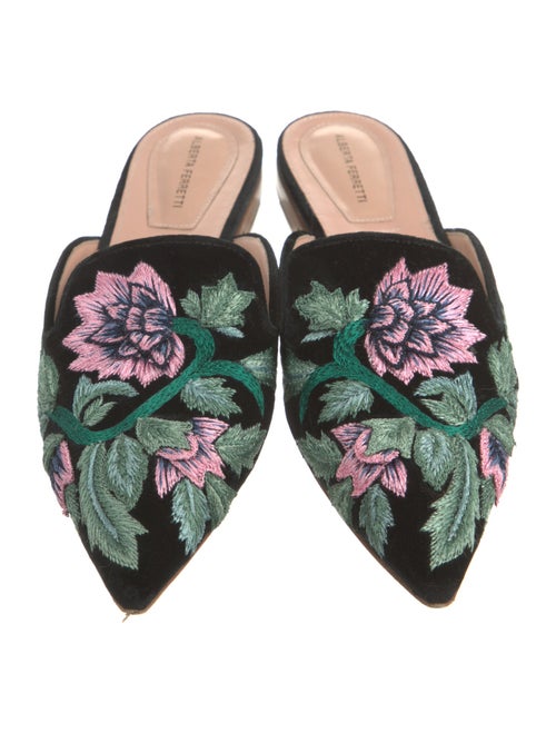 Alberta Ferretti Velvet Floral Print Mules