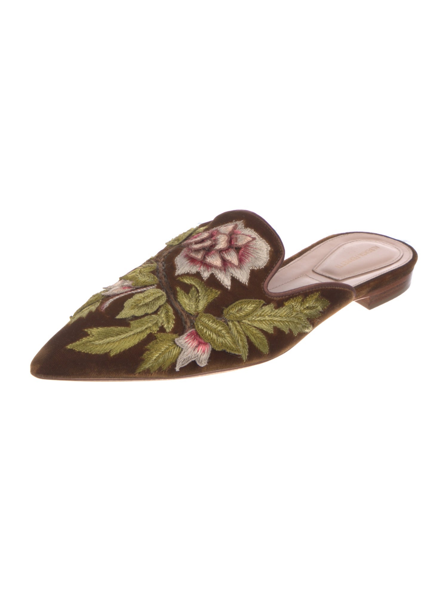 Alberta Ferretti Velvet Floral Print Mules