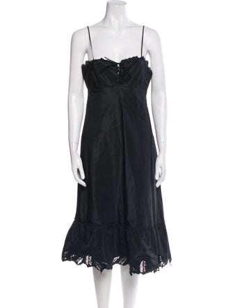 Alberta Ferretti Square Neckline Midi Length Dress