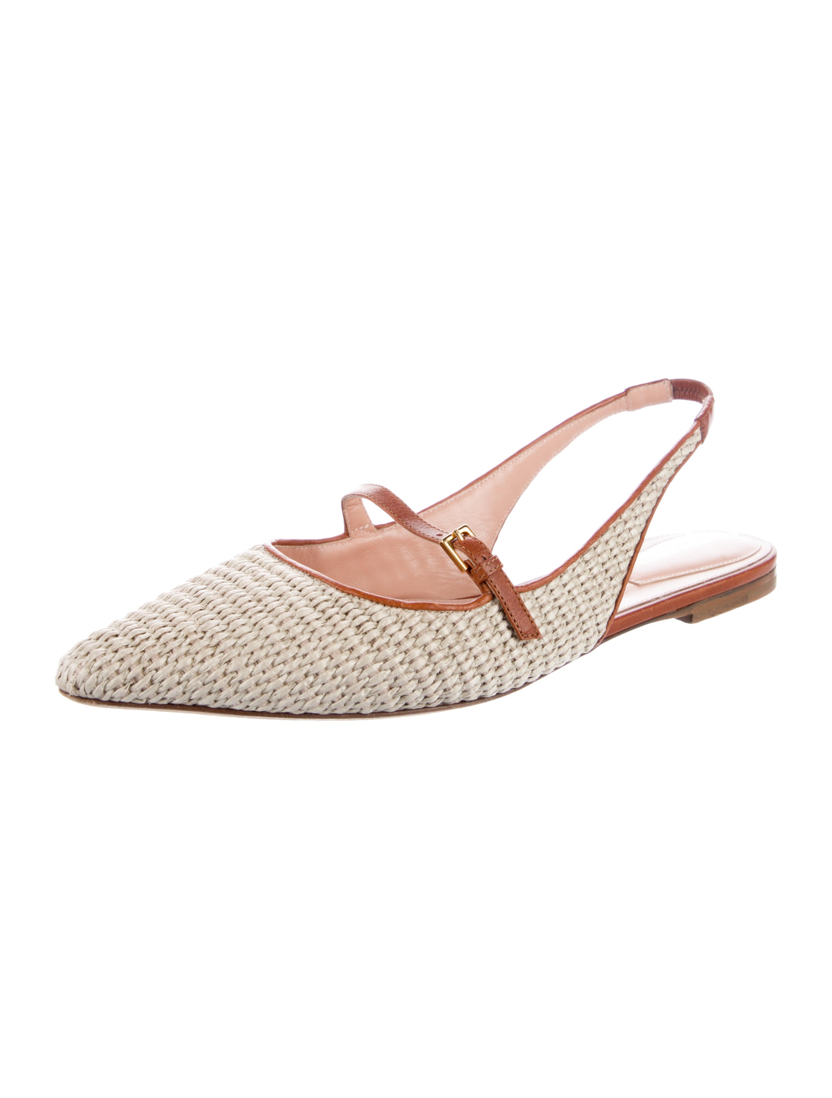 Alberta Ferretti Leather Colorblock Pattern Slingback Flats