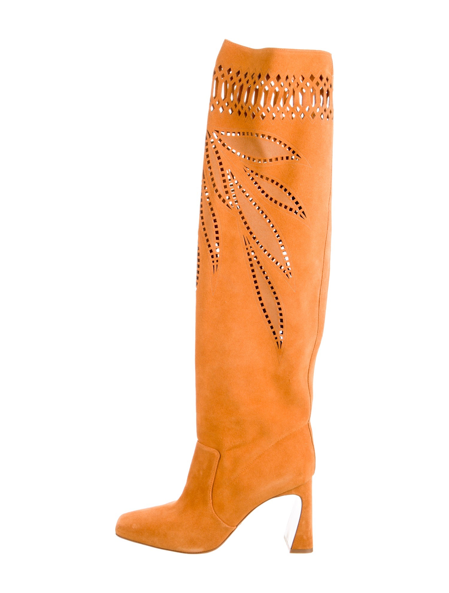 Alberta Ferretti Suede Lasercut Accents Boots