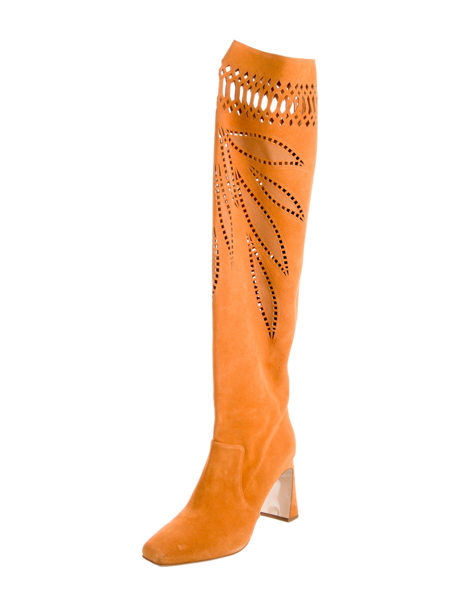Alberta Ferretti Suede Lasercut Accents Boots