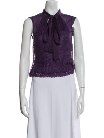 Alberta Ferretti Silk Lace Pattern Crop Top