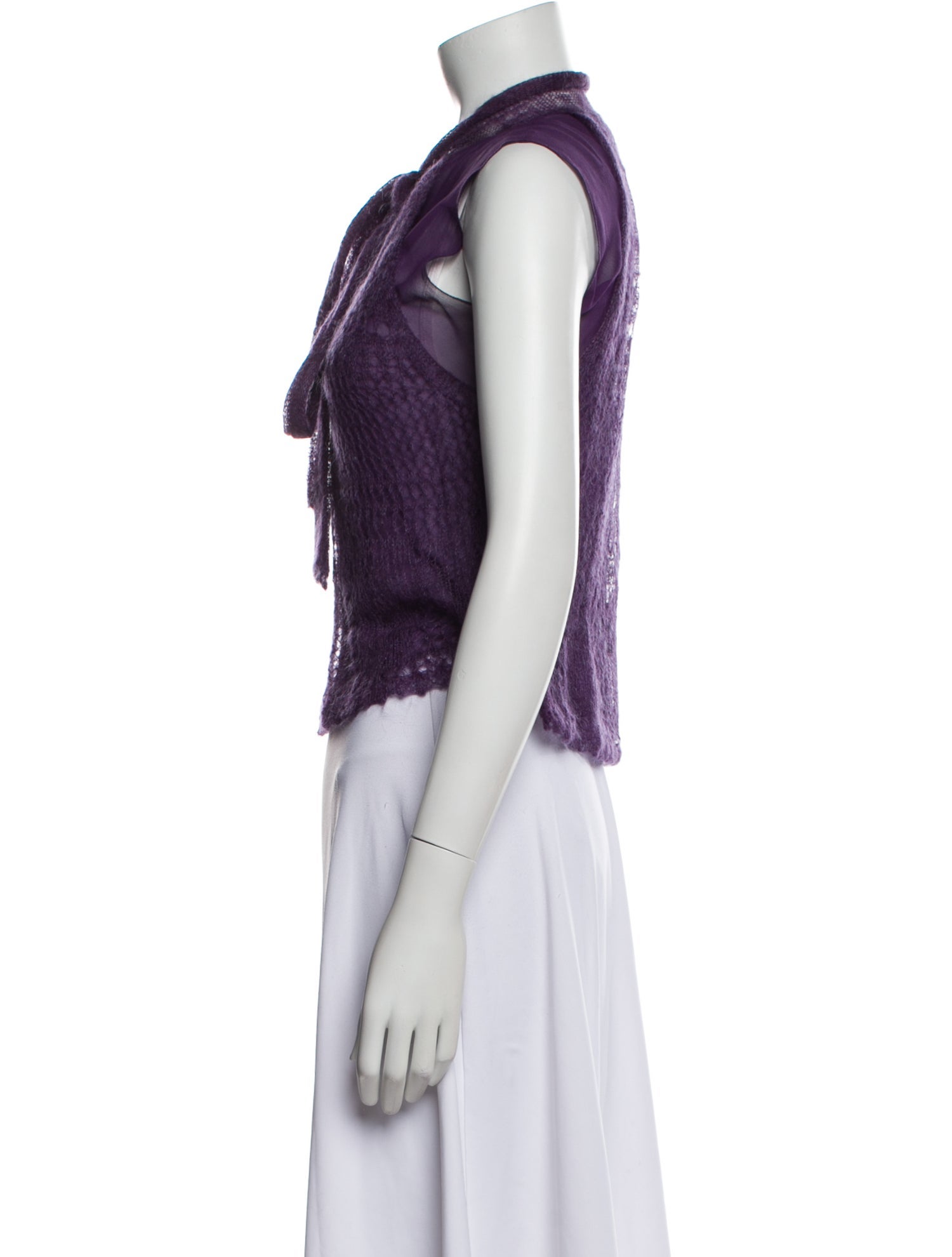 Alberta Ferretti Silk Lace Pattern Crop Top