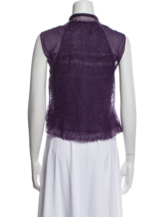 Alberta Ferretti Silk Lace Pattern Crop Top