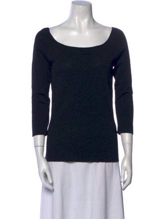Alberta Ferretti Bateau Neckline Three-Quarter Sleeve Top