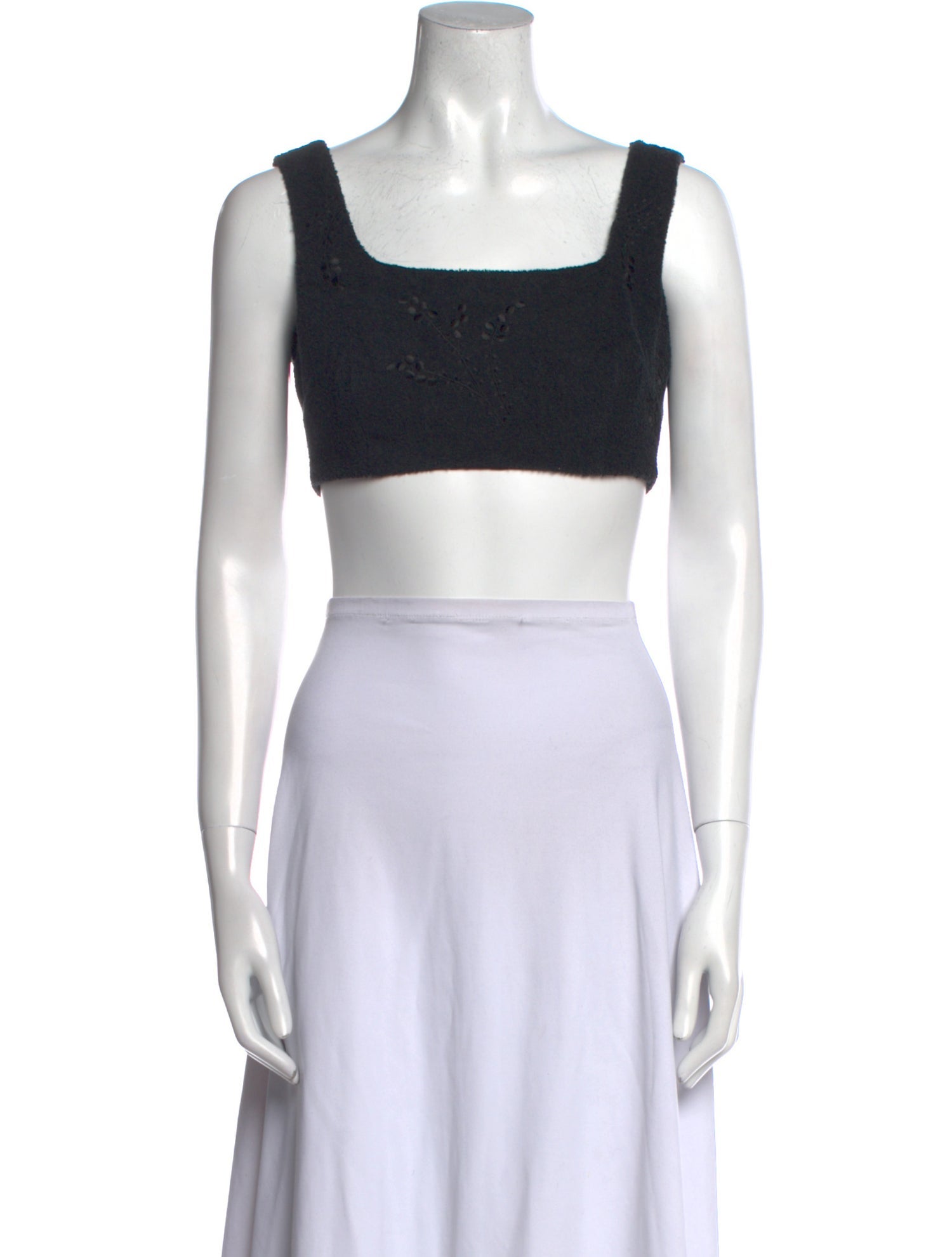Alberta Ferretti Square Neckline Sleeveless Crop Top