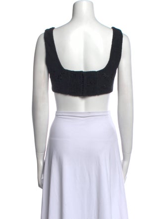 Alberta Ferretti Square Neckline Sleeveless Crop Top